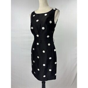 Coast Bloomingdales Mollina Spot Shift Dress Black White Polka Dots 4 Linen Silk